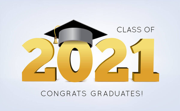 Graduation Class of 2021 with cap. illustration