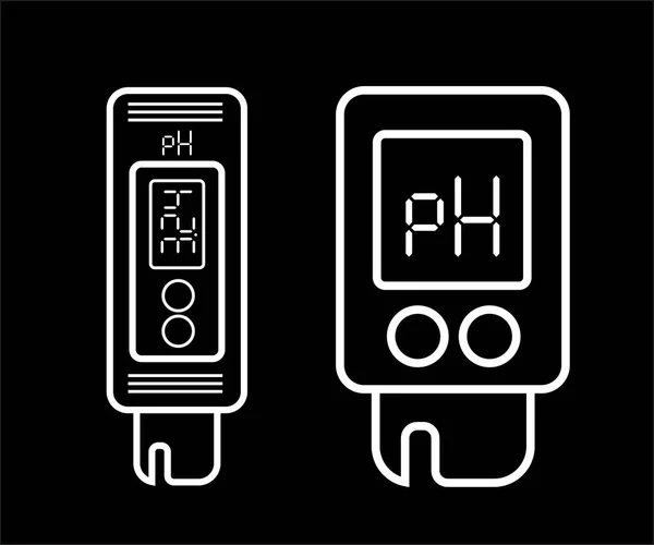 Acidity Meter Chemical Testers Icons Thin Lines Black Background Illustration — Stock Photo, Image