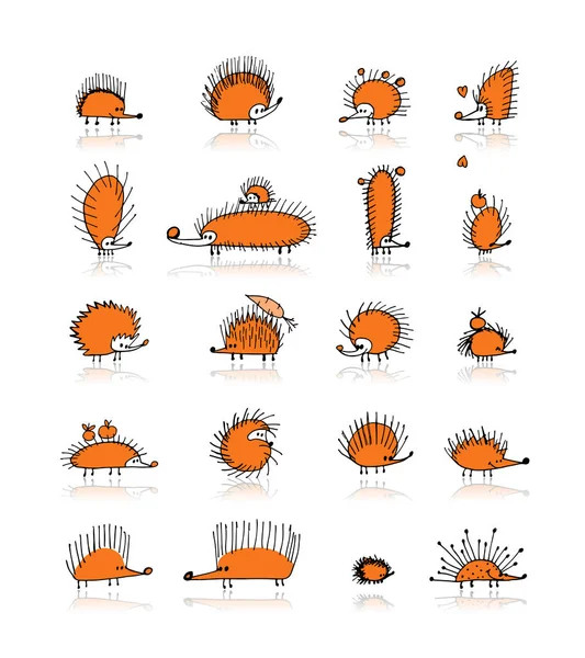 刺猬集合，为您设计素描 — 图库矢量图片