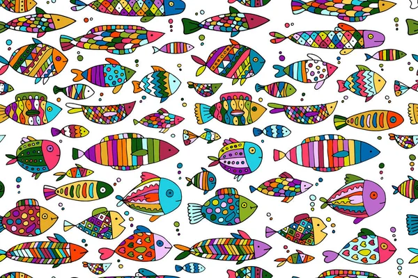 Collection de poissons d'art, croquis pour votre design — Image vectorielle