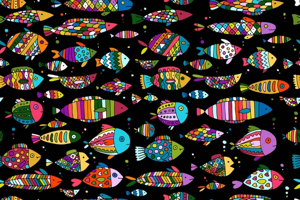 Collection de poissons d'art, croquis pour votre design — Image vectorielle