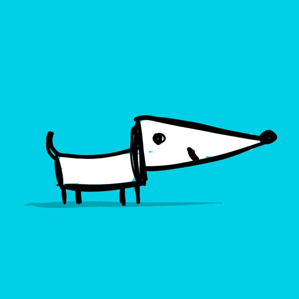 かわいいダックスフント犬、あなたの設計のためのスケッチ — ストックベクタ