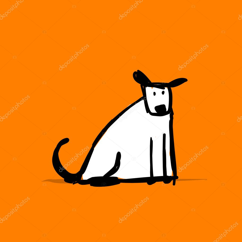 Funny dog, sketch for your design. Vector illustration