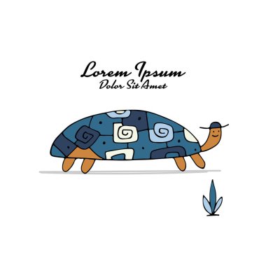 Komik kaplumbağa, tasarımınız için kroki