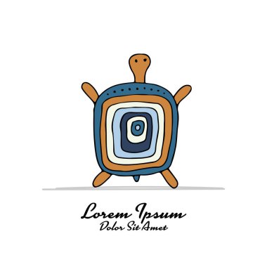 Komik kaplumbağa, tasarımınız için kroki