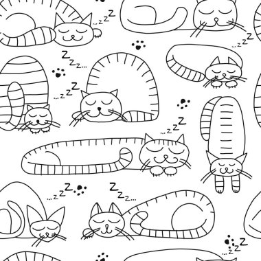 Uyuyan kedi, tasarımınız için seamless modeli