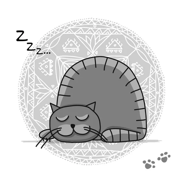 Chat endormi mignon, croquis pour votre conception — Image vectorielle