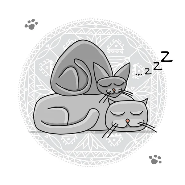 あなたの設計のためのスケッチ睡眠猫、 — ストックベクタ