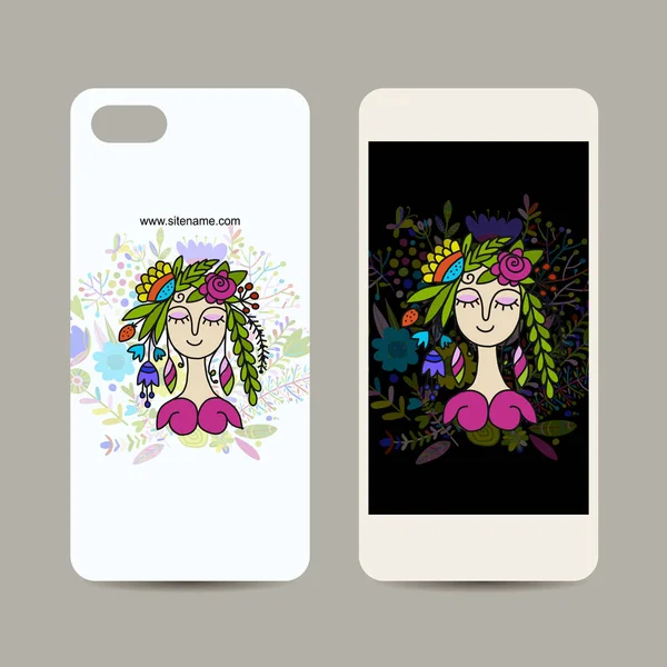 Mobile phone design, floral fairy — Stock Vector