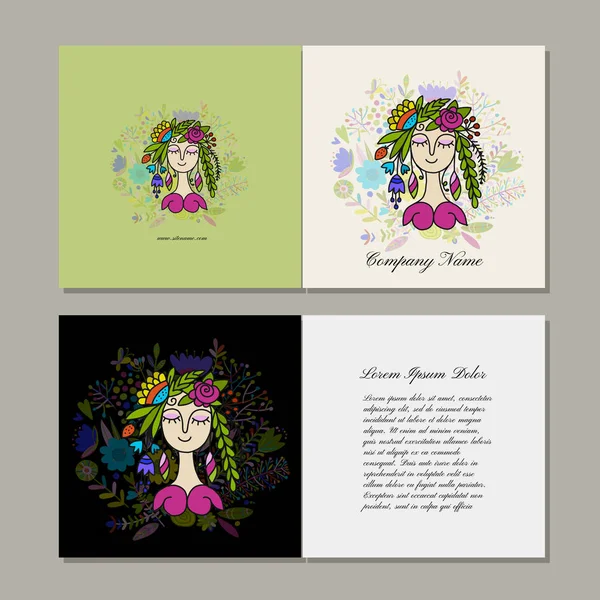 Diseño de la tarjeta de felicitación, hada floral — Archivo Imágenes Vectoriales