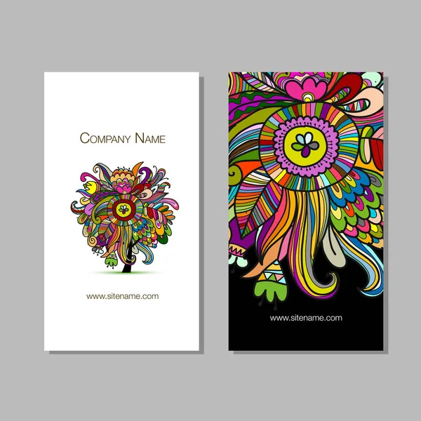 Дизайн визитных карточек, цветочный фон — стоковый вектор