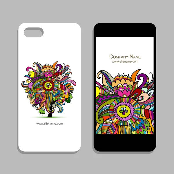 Diseño del teléfono móvil, fondo floral — Vector de stock