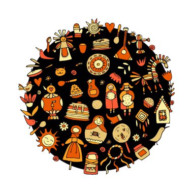 Maslenitsa veya Shrovetide. Tasarımınız için arka plan