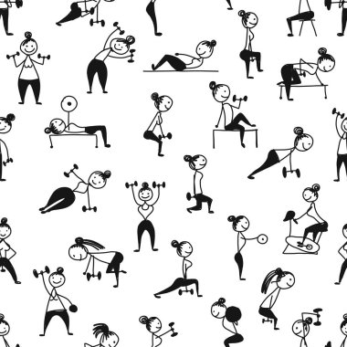 Spor egzersizleri, tasarımınız için seamless modeli yapıyor kızlar