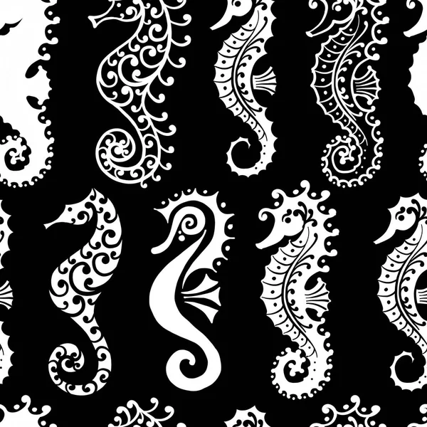 Zeepaardjes, naadloze patroon voor uw ontwerp — Stockvector