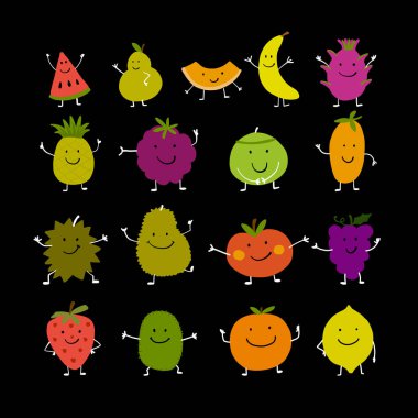 Komik meyve, karakter tasarımlarınız için ayarla