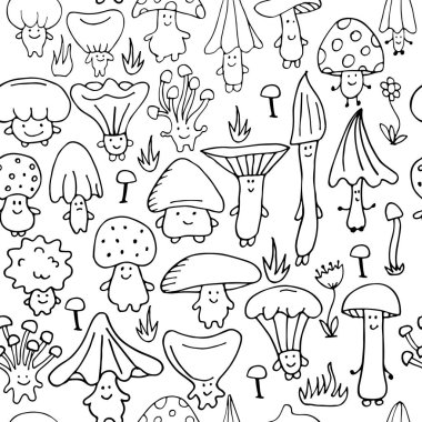 Gülümseyen mantar, tasarımınız için seamless modeli