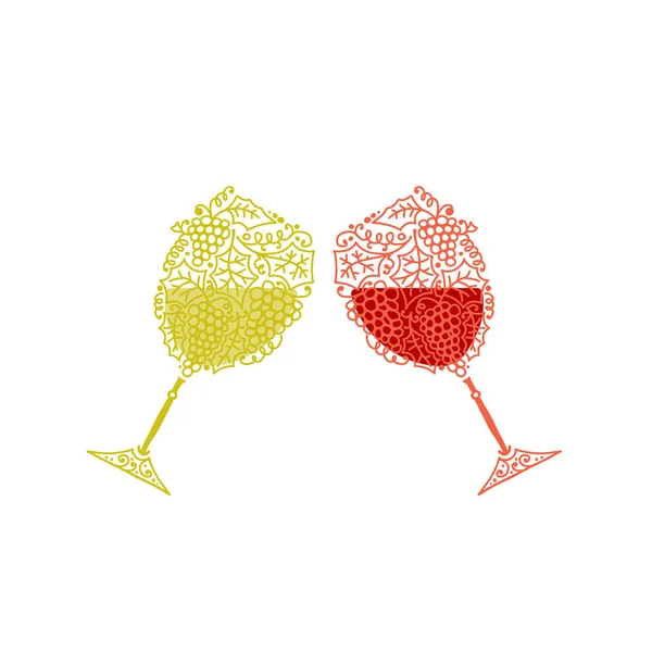 ワイングラス、あなたの設計のためのスケッチ — ストックベクタ