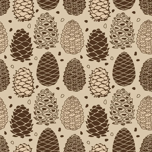 Cedar cones, seamless pattern for your design — Stock Vector