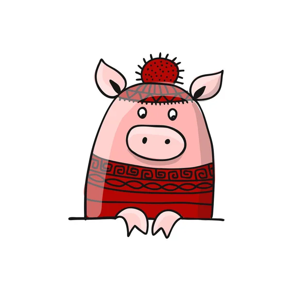 Schattig piggy voor uw ontwerp — Stockvector