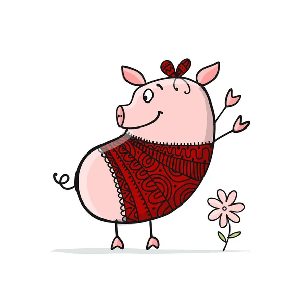 Lindo cerdito para su diseño — Vector de stock