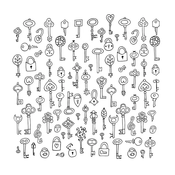 Συλλογή Keys, σκίτσο για το σχέδιό σας — Διανυσματικό Αρχείο