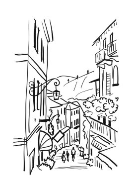 Eski Avrupa street, tasarımınız için kroki