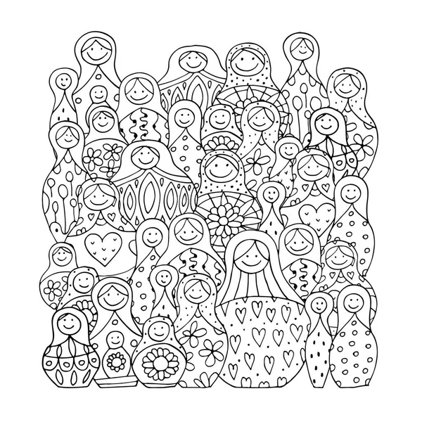 Collection de poupées de nidification russes, Matryoshka pour votre design — Image vectorielle