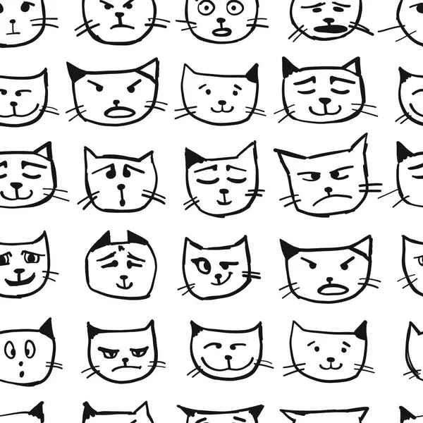 Kočičí tváře, vzor bezešvé pro návrh — Stockový vektor