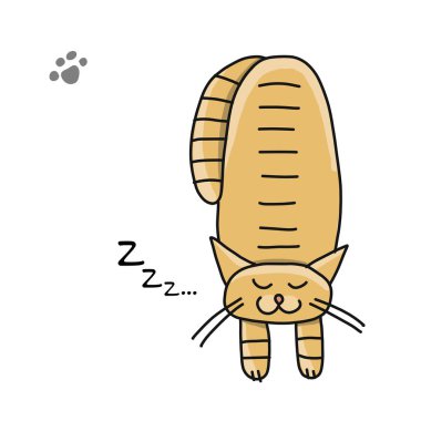 Sevimli uyuyan kedi, tasarımınız için kroki