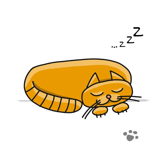귀여운 잠자는 고양이, 디자인을 위한 스케치 — 스톡 벡터