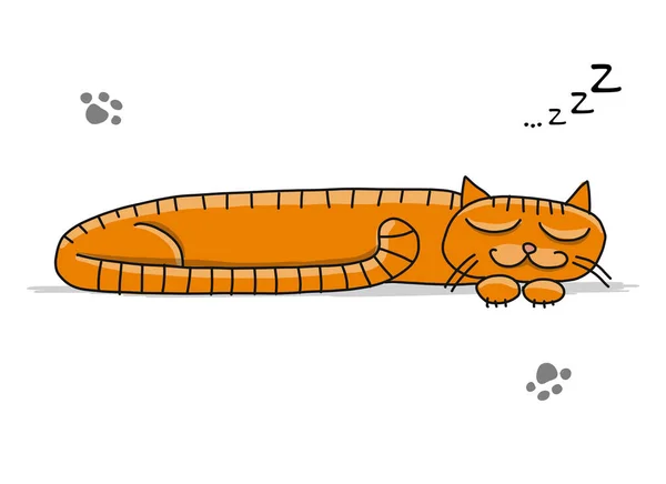 Chat endormi mignon, croquis pour votre conception — Image vectorielle