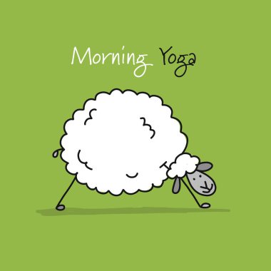 Yoga yapan komik koyunlar, tasarımınız için çizim