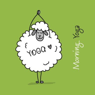 Yoga yapan komik koyunlar, tasarımınız için çizim