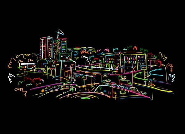 Skizze der Verkehrsstraße in der Stadt für Ihre Gestaltung — Stockvektor