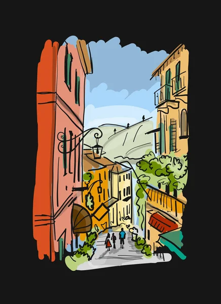 Стара європейська вулиця, ескіз вашого дизайну — стоковий вектор
