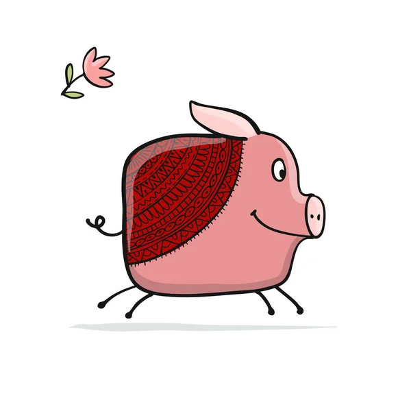 Schattig piggy voor uw ontwerp — Stockvector