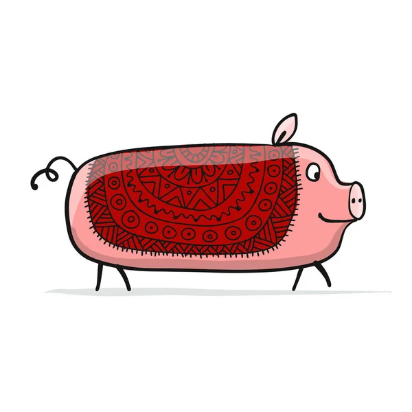 Schattig piggy voor uw ontwerp — Stockvector