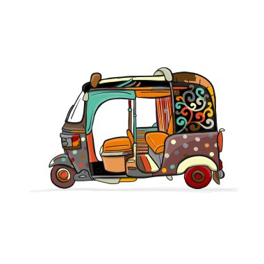 Saklardı, motosiklet Asya taksi. Tasarımınız için kroki