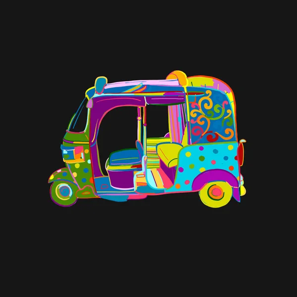 Tuktuk, moto asiatique taxi. Croquis pour votre design — Image vectorielle