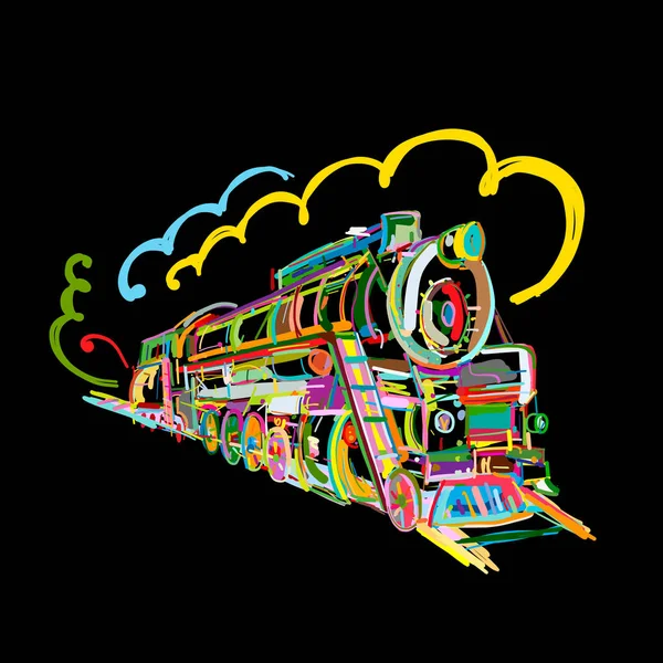 Retro tren, tasarımınız için kroki — Stok Vektör