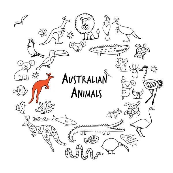 Australian animals set, sketch for your design Stock Vector