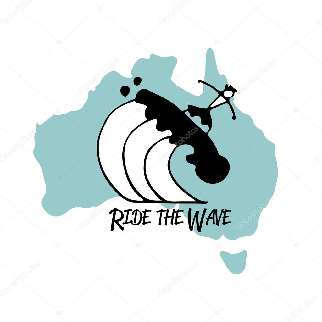 Australian surfing, sketch for your design. Vector illustration