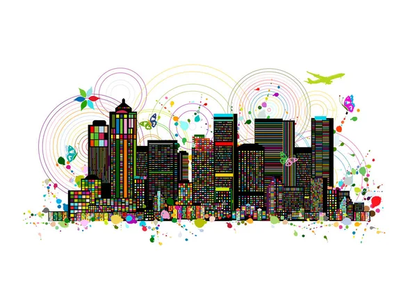 Kleurrijke metropool, abstracte achtergrond voor uw ontwerp — Stockvector