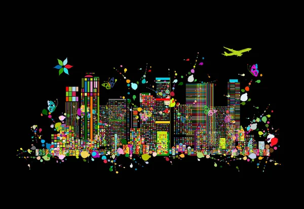 Colorida metrópolis, fondo abstracto para su diseño — Vector de stock