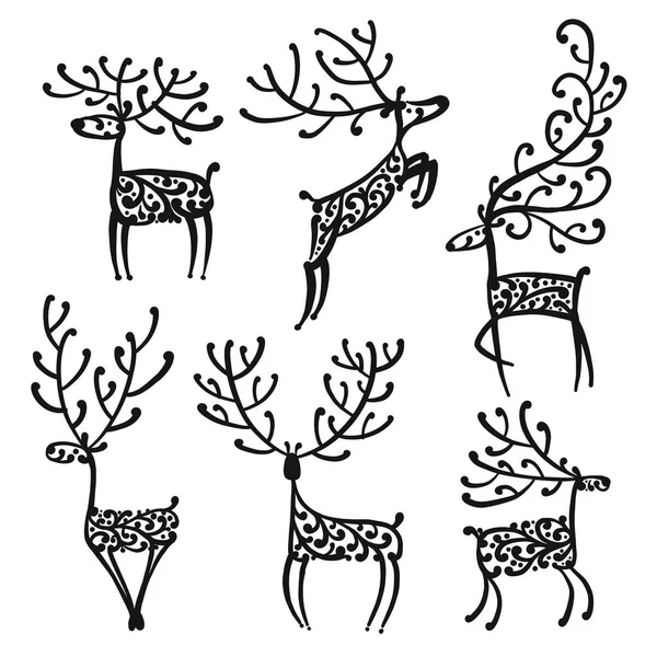 Ornate deer, sketch for your design — Stock Vector