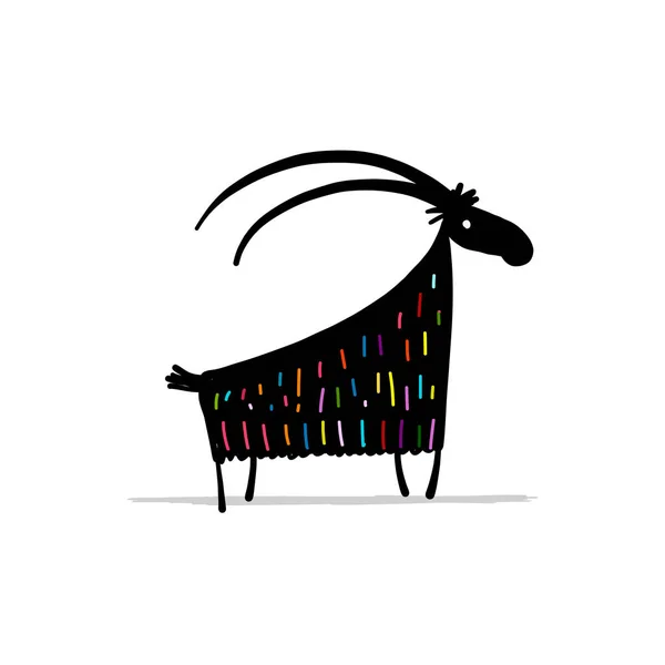 Komik keçi, tasarımınız için basit kroki — Stok Vektör