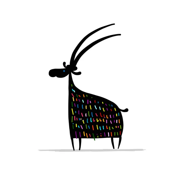面白いヤギ、あなたの設計のための簡単なスケッチ — ストックベクタ