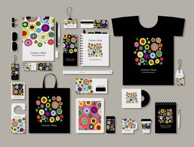 Kurumsal düz mock-up şablon, soyut tasarım daireler.