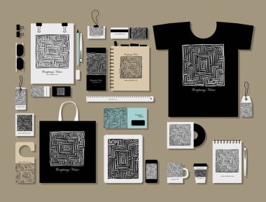 Kurumsal düz mock-up şablon, Labirent Meydanı